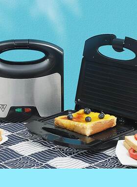 跨境110V美规三明治机华夫机条纹机 帕尼尼牛排早餐机 Sandwich