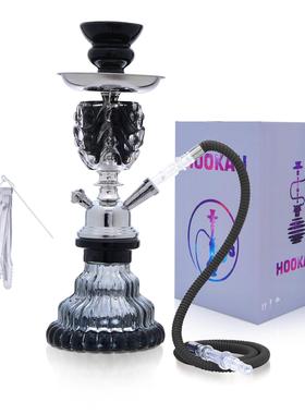 跨境爆款阿拉伯水烟 酒吧单双管玻璃水烟壶 shisha全套