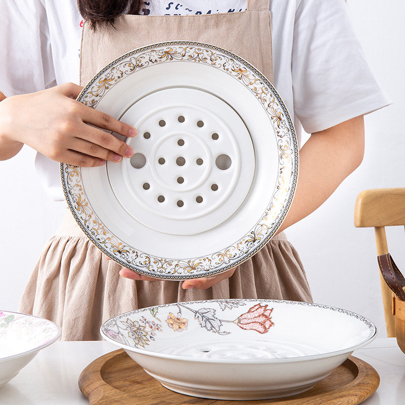 陶瓷饺子盘沥水双层盘水饺盘托盘厨房家用茶盘日式酒店沥水饺子盘,餐饮具,果盆/果盘/果篮,淘宝优惠券,粉丝福利购,淘宝优惠卷