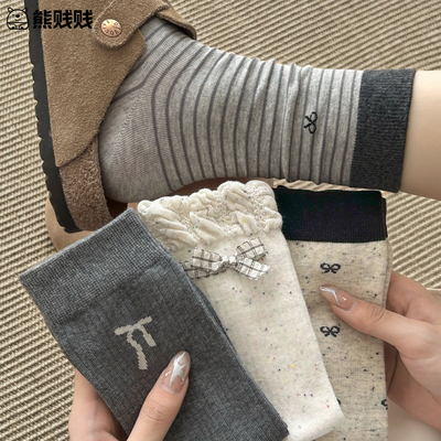 袜子女潮网红款堆堆袜春秋中筒袜
