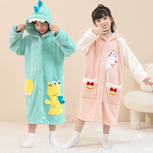 儿童浴袍斗篷可穿式宝宝浴巾带帽游泳浴衣睡袍男孩专用女大童可裹