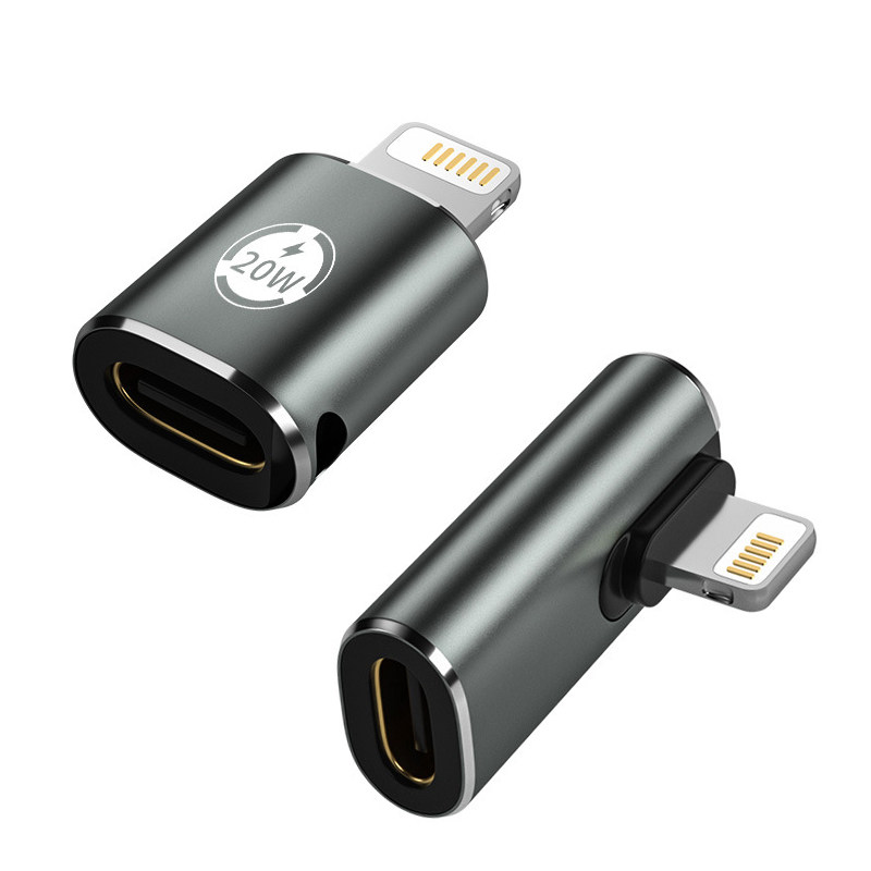 waitu新款type c母转lightning公接口pd快充20w转接头适用苹果iPhone8/x/13手机ipad平板电脑弯头手游转换器