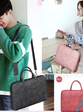 13/14寸华硕灵耀Deluxe13 14s/U4300F皮革电脑包U4600FL手提包U3300F/X2 Duo双屏笔记本单肩斜跨包出差公文包