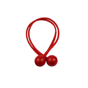 新年款儿童头绳双头大红色圆球小女孩绕圈扎马尾发绳高弹长绳皮筋