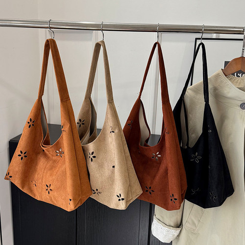 韩国小众休闲复古麂皮托特包