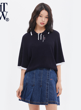 RomanticCrown韩版夏季新款纯色百搭学院简约风POLO短袖男女同款