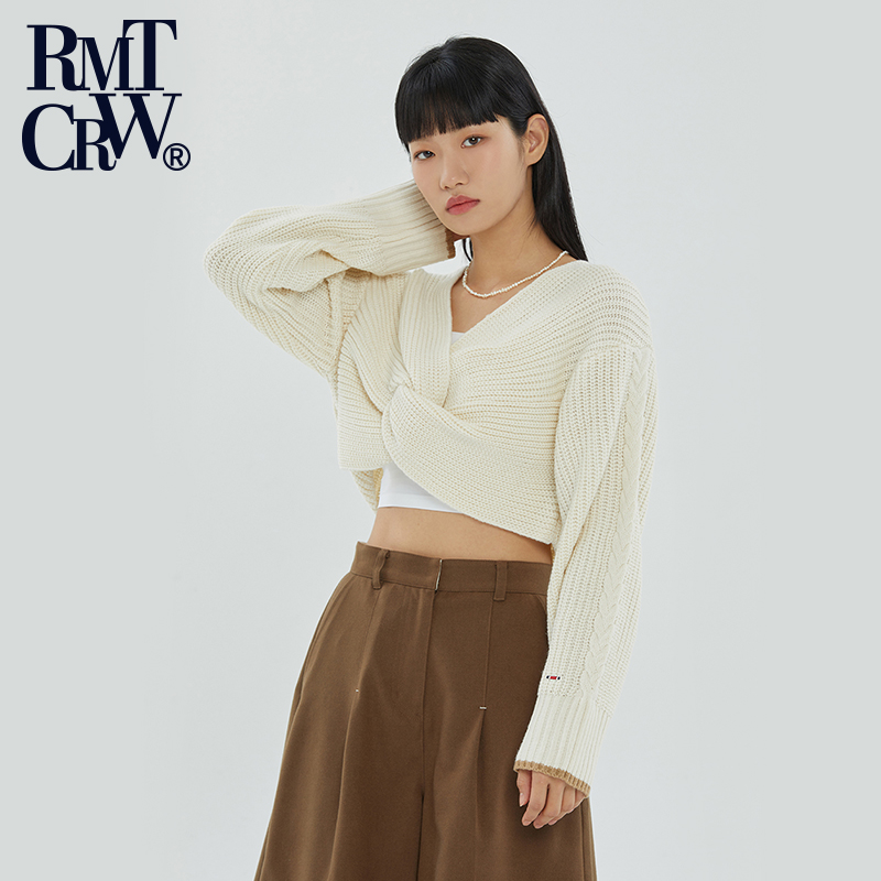 rmtcrw套头V领短款针织衫