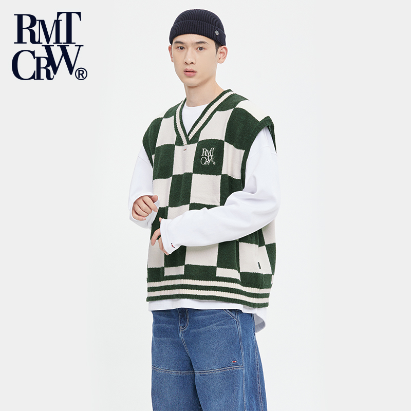 romanticcrown棋盘格马甲学院风