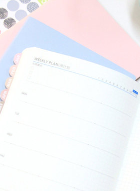 轻听A5自填日期周历手册DAYFREE1周2页WEEKS周计划本软皮方格定制