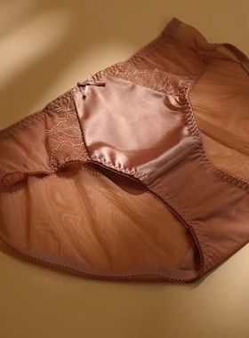 梧桐本色网纱蕾丝包臀中腰平角裤女透气轻薄蕾丝花边邂逅WK65211