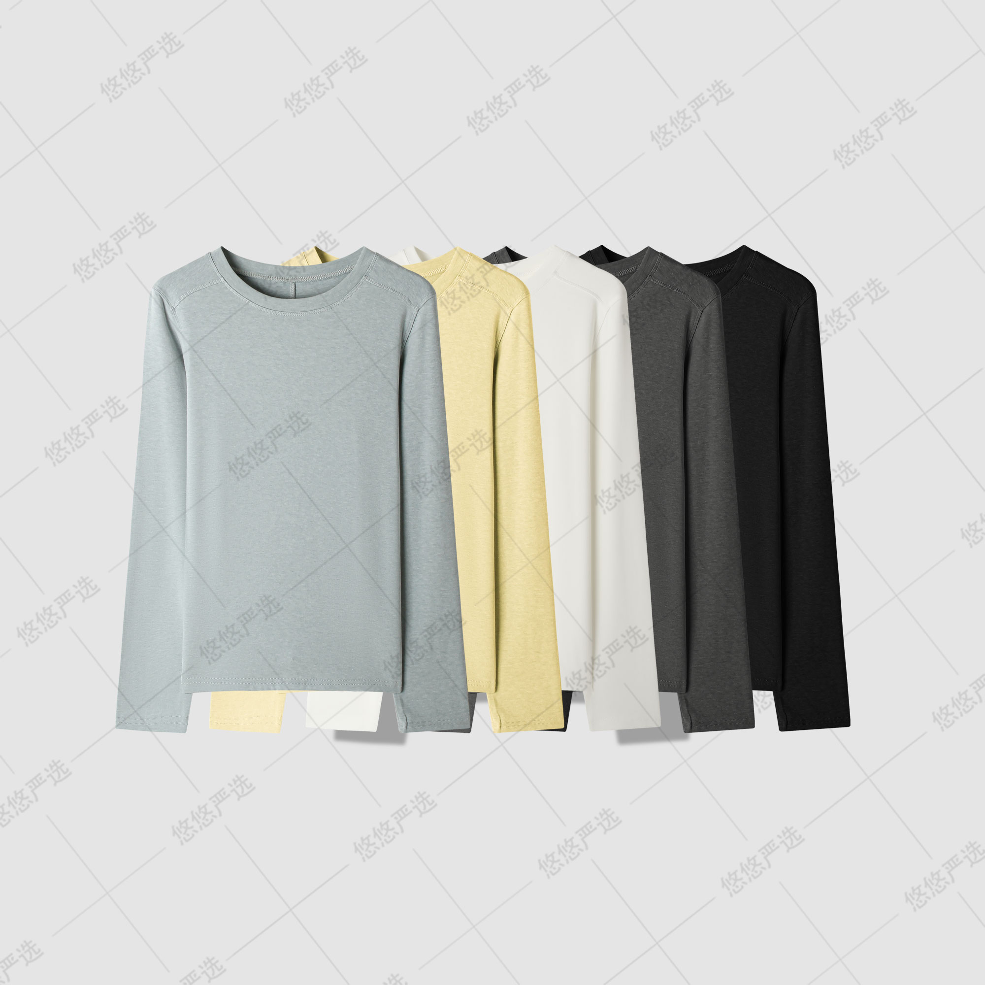 【直角肩舒芙蕾打底衫】不起静电  再生纤维素 公主缝圆领打底衫