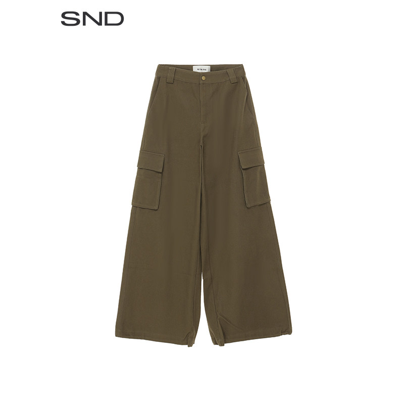 SND阔腿抽绳工装裤男女同款图片