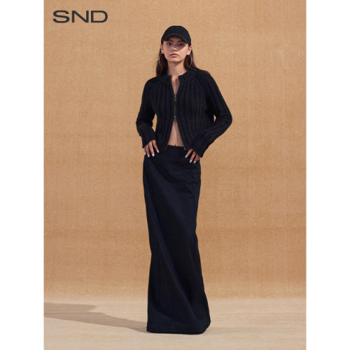 SNDAW24几何感立体牛仔西装长裙