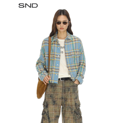 SNDPS26做旧格子衬衫女款