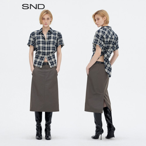 SNDSS26多穿法双开襟格纹衬衫