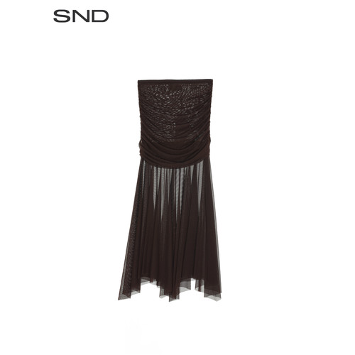 SNDSS26腰部抽皱方巾下摆裙