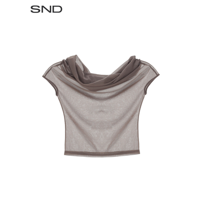 SNDSS26一字肩透视上衣女款