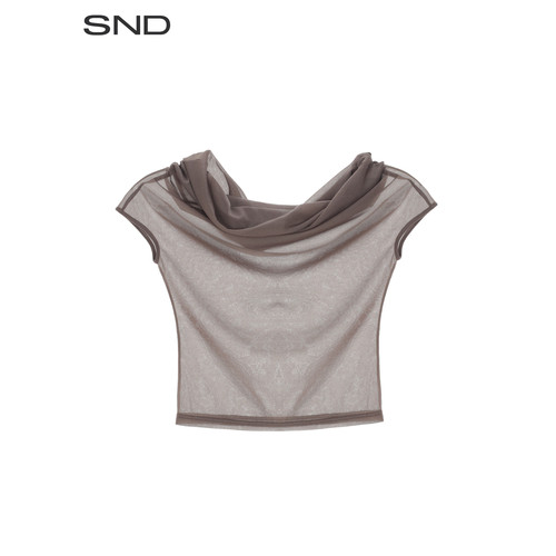SNDSS26一字肩透视上衣女款