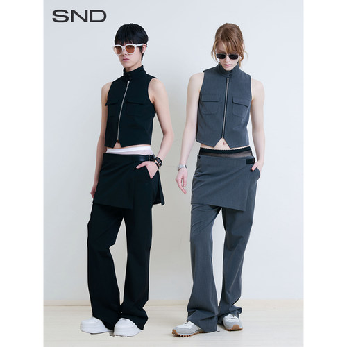 SNDSS25可拆卸皮扣微喇裙裤