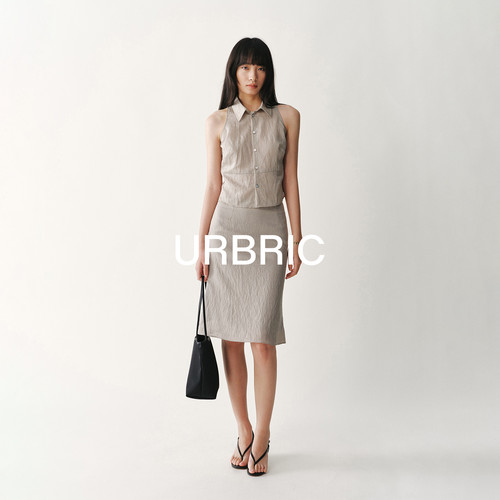 URBRIC微光肌理感直筒鱼尾半裙