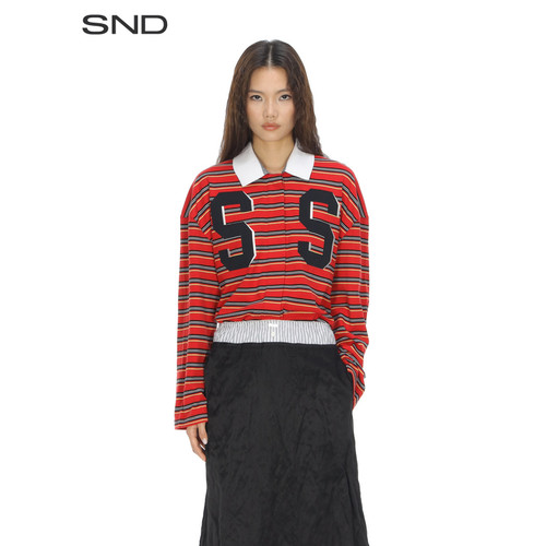 SNDSS26开襟条纹Polo衫女款