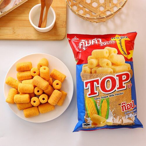 泰国进口 TOPUP牛奶味辣味香酥玉米米果玉米棒膨化休闲小零食 80g