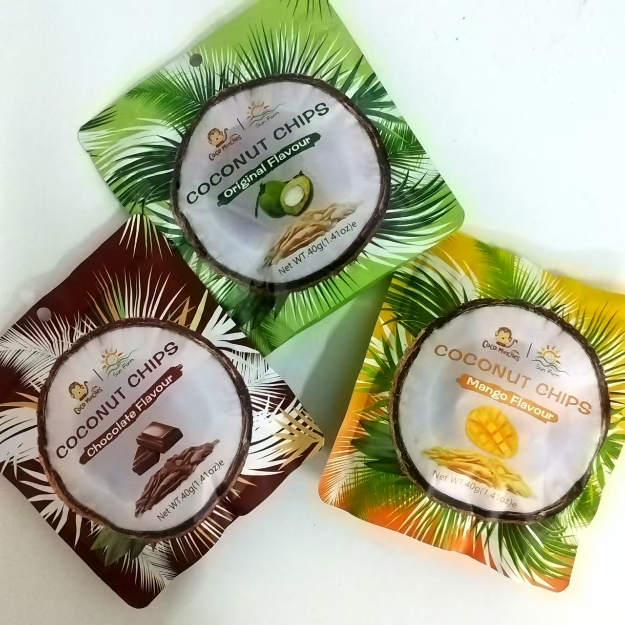 泰国进口 SunFarm巧克力味椰子片零食小吃原味脆片 水果干食品