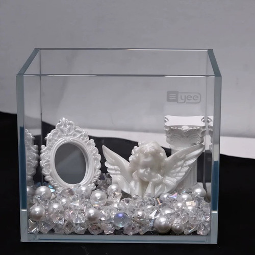 小鱼缸造景微景观泰国斗鱼北欧式罗马柱小天使摆件家居办公装饰品