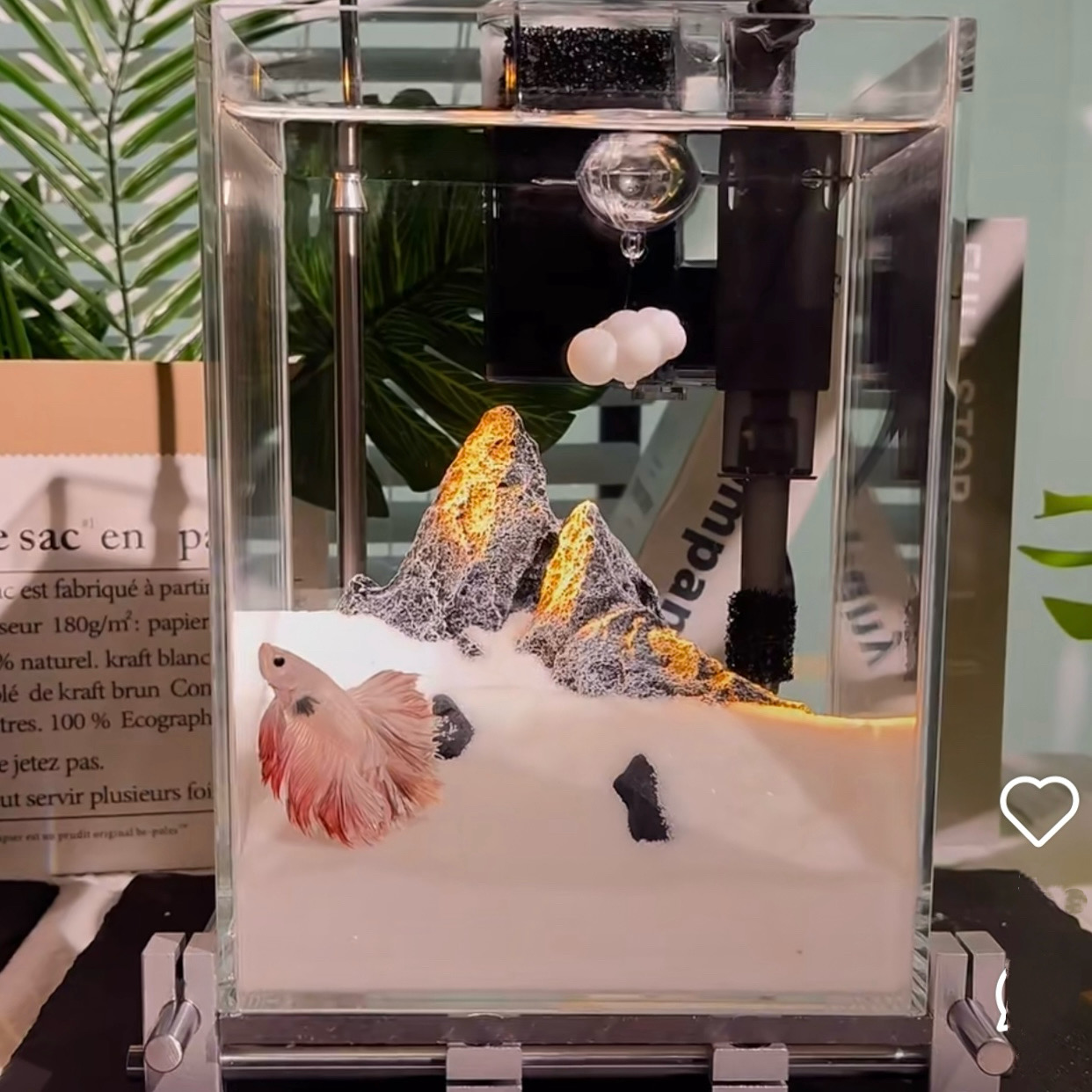 新品水底鱼缸日照金山雪山创意小摆件造景斗鱼水族布景装饰品