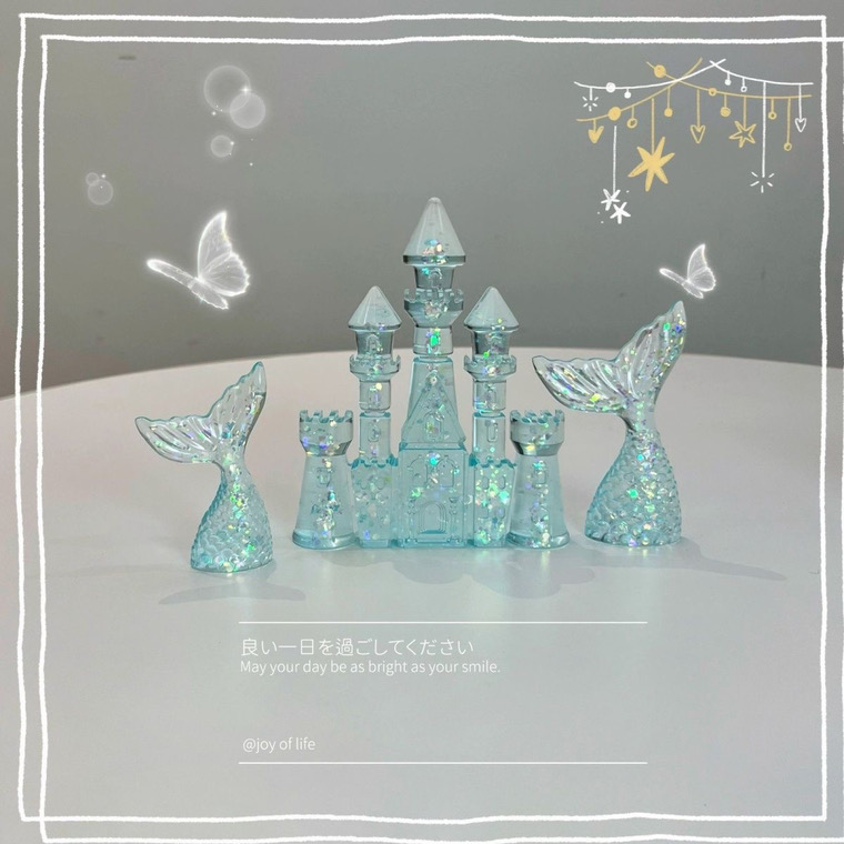 新品!水底鱼缸梦幻水晶城堡创意小摆件造景斗鱼水族布景装饰品