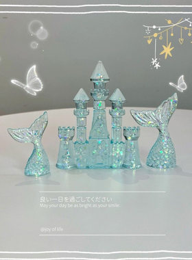新品！水底鱼缸梦幻水晶城堡创意小摆件造景斗鱼水族布景装饰品