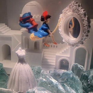 DIY泰国斗鱼城堡 水底法式迷你婚礼宫殿 蓝色水晶石造景鱼缸治愈