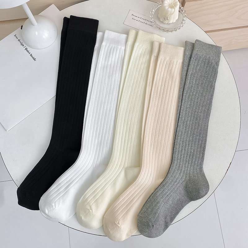 jk竖条纹小腿袜子女中长筒堆堆袜