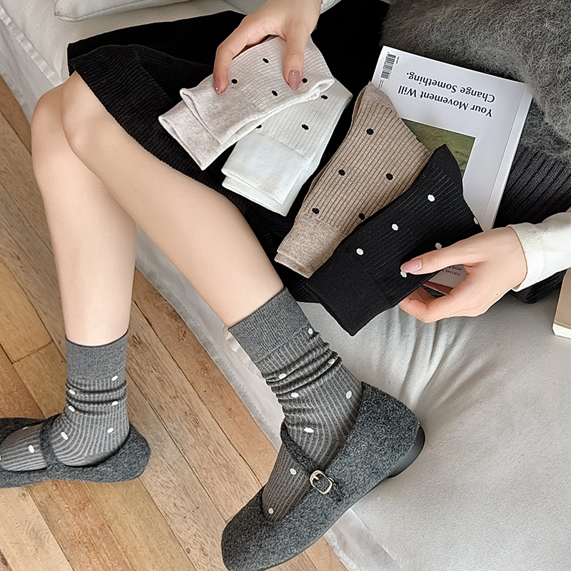 灰色波点袜子女芭蕾风韩系堆堆袜