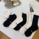 黑白纯色袜子秋冬透气吸汗纯棉短袜男女毛巾底中筒袜篮球运动长袜