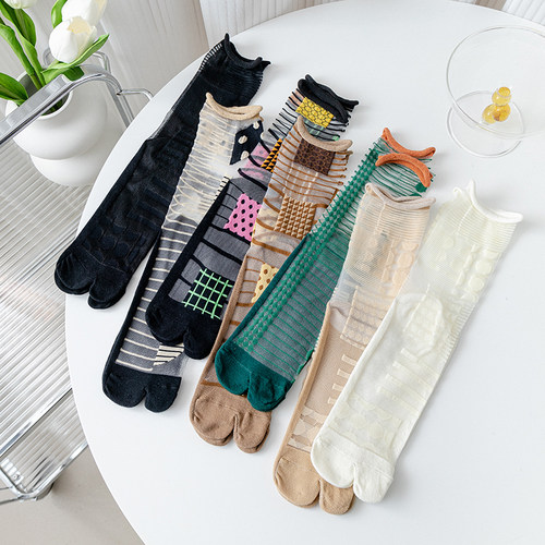 AB不对称玻璃丝分趾袜二趾中筒袜