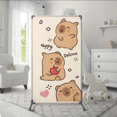 卡皮巴拉卡通儿童屏风隔断遮挡入户玄关简易安装 饰座屏 可移动装