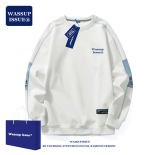 宽松潮牌中国风纯棉圆领男女长袖 春秋季 t恤 ISSUE卫衣男士 WASSUP
