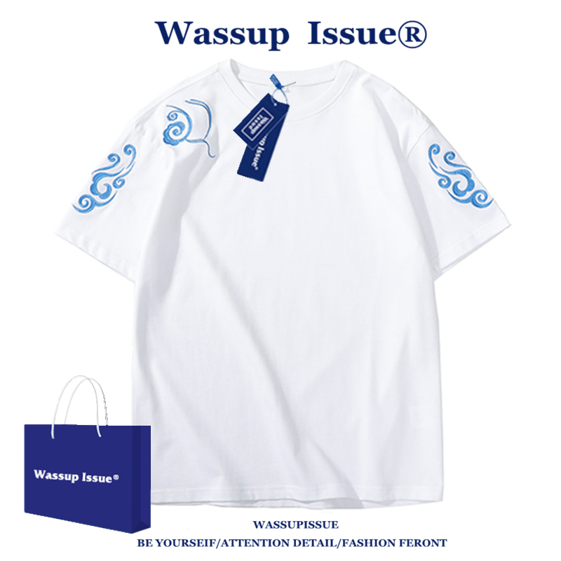 WASSUPISSUE绣花短袖t恤男国潮