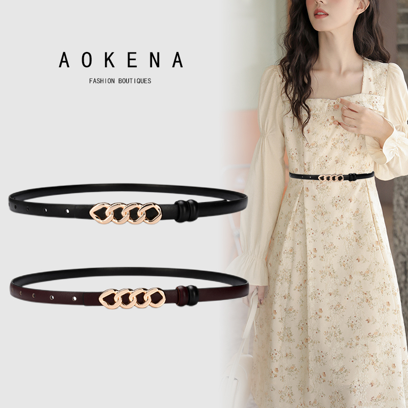 棕色腰带女设计感小众真皮