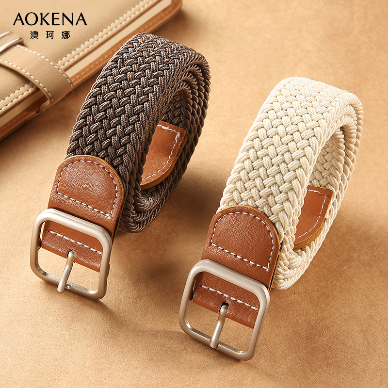 加长帆布腰带女胖mm松紧休闲