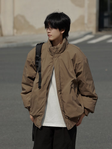 19otiwtt冬季90白鸭绒宽松工装羽绒服男女美式复古简约飞行夹克潮