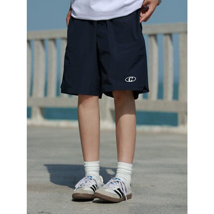 19otiwtt夏季复古机能风松紧运动五分裤男女宽松百搭阔腿休闲短裤