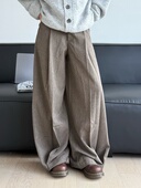 休闲宽松直筒男潮褶皱中性风裤 19otiwtt秋冬美式 复古cleanfit西裤