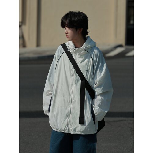 19otiwtt日系少年感夏季连帽撞色防晒衣宽松休闲夏轻薄防晒服外套