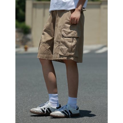 19otiwtt夏季破坏做旧男工装五分裤美式复古水洗短裤日系潮流