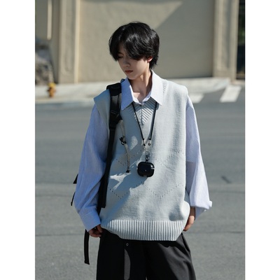 日系复古针织马甲背心