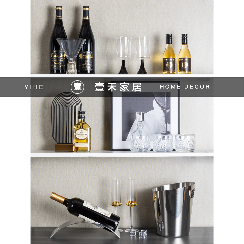 样板间厨房客厅酒柜层架酒具装饰品红酒杯威士忌冰桶道具摄影摆件