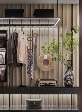 样板间衣橱衣柜衣服包包组合展示软装饰品搭配全屋定制创意设计