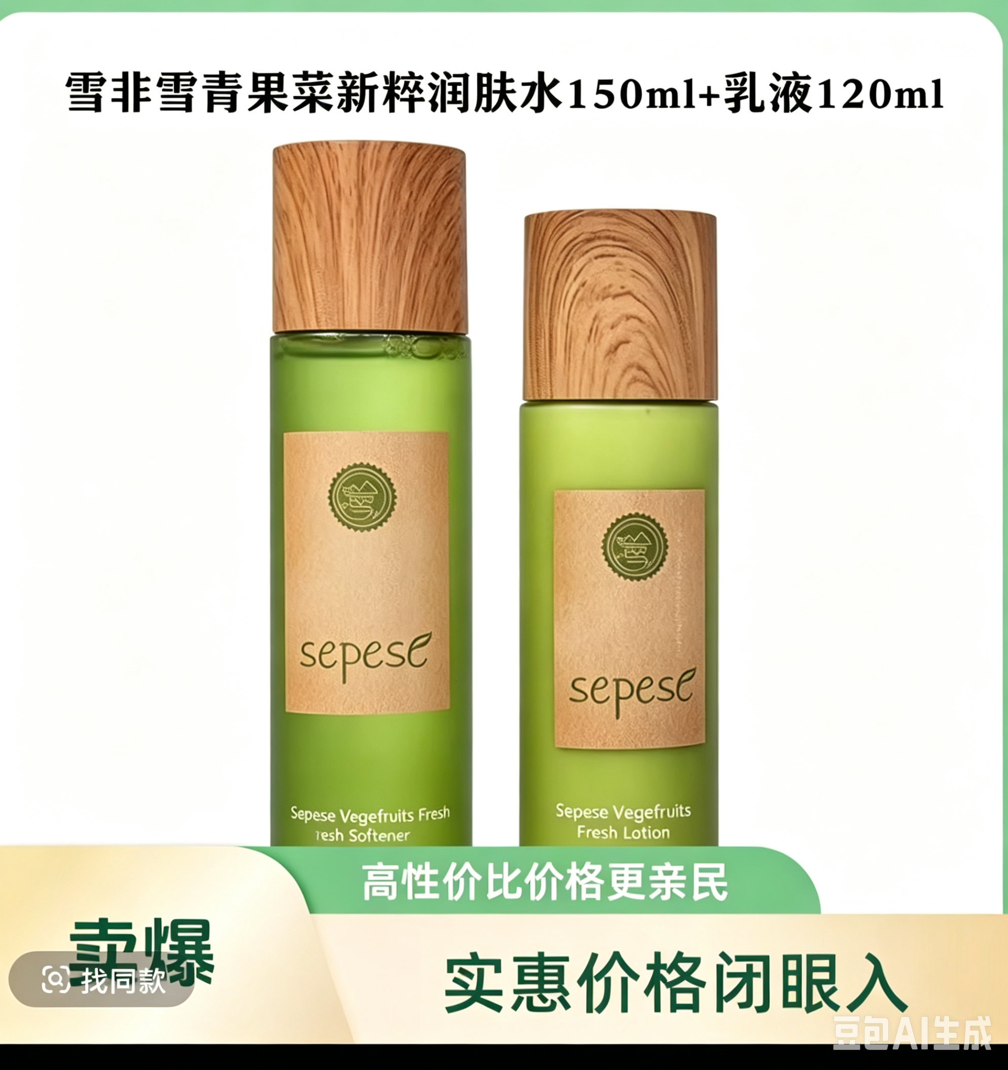韩国新生活正品化妆品青果菜两件套水乳裸瓶发货